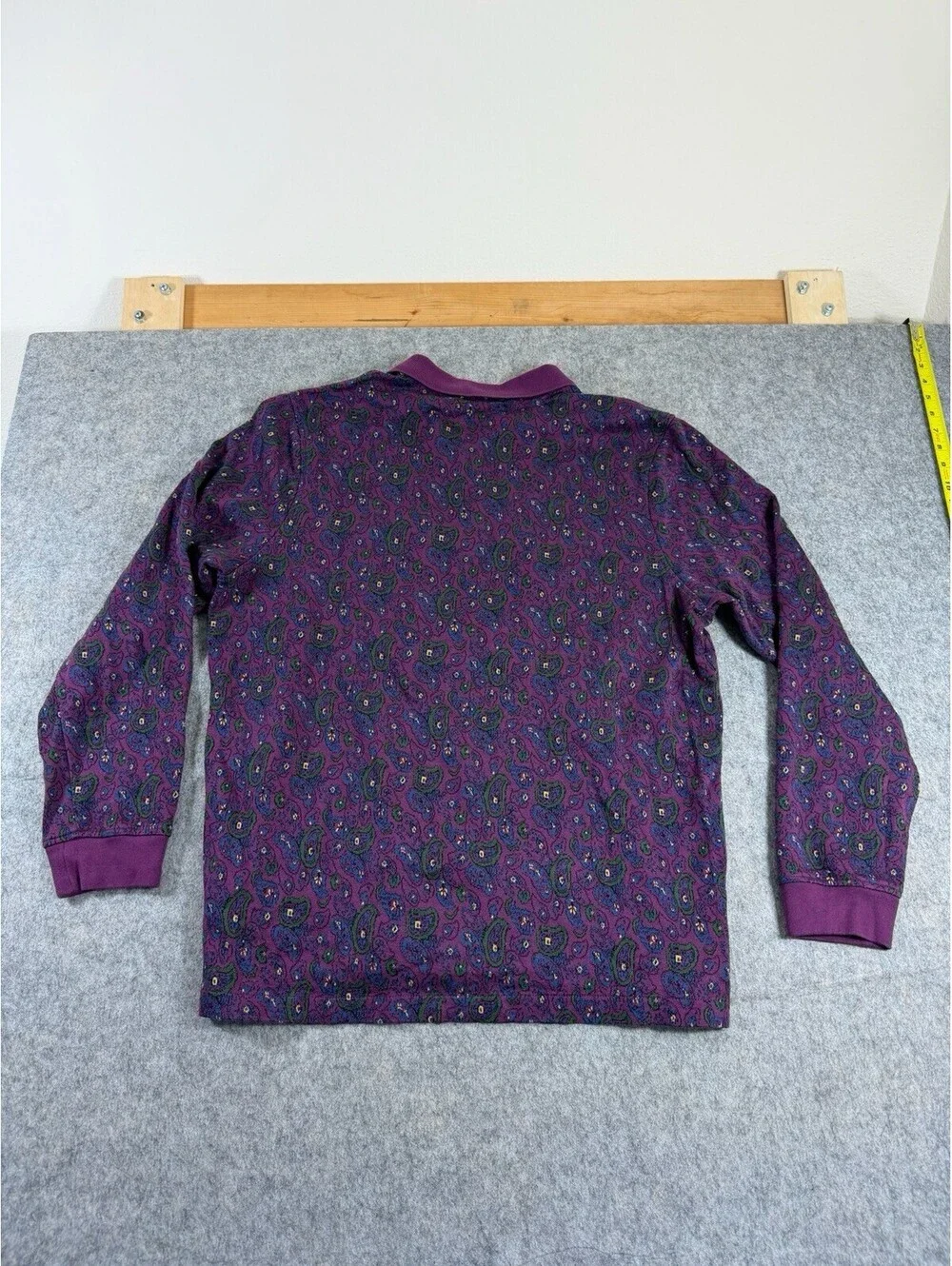 J Crew Oarsman Polo Shirt Mens XL Terry Cloth Paisley Long Sleeve Pullover